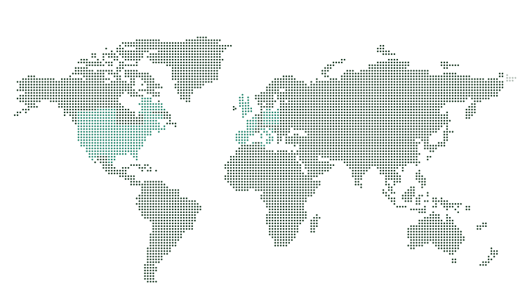 Um mapa-mundo assinalando as regiões em que a Taskrabbit está presente.